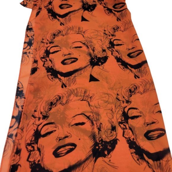 Marilyn Monroe Silk Viscose Vibrant Bright Orange Scarf - Picture 1 of 7